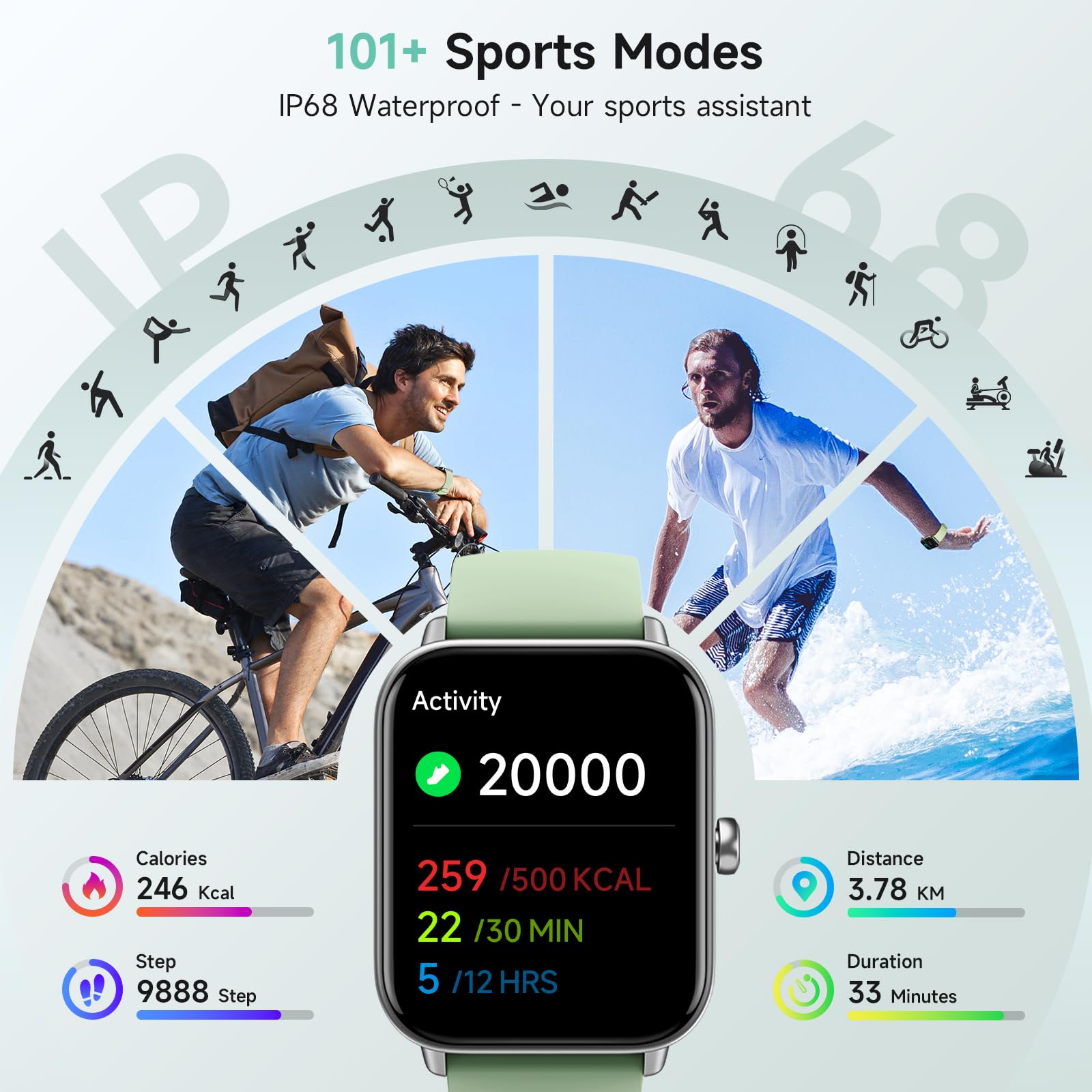 Gydom Smart Watch For Men Women, Alexa Built-In, 1.8 '' Smartwatch With Heart Rate/Spo2/Sleep Monitor, Ip68 Waterproof Fitness T